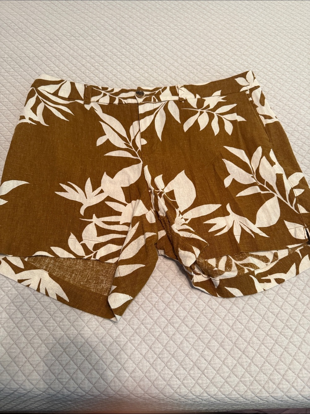 Old Navy Brown Shorts with White Leaf Motif